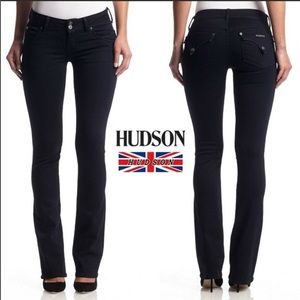 Hudson bootcut jeans black denim stretch flap pock